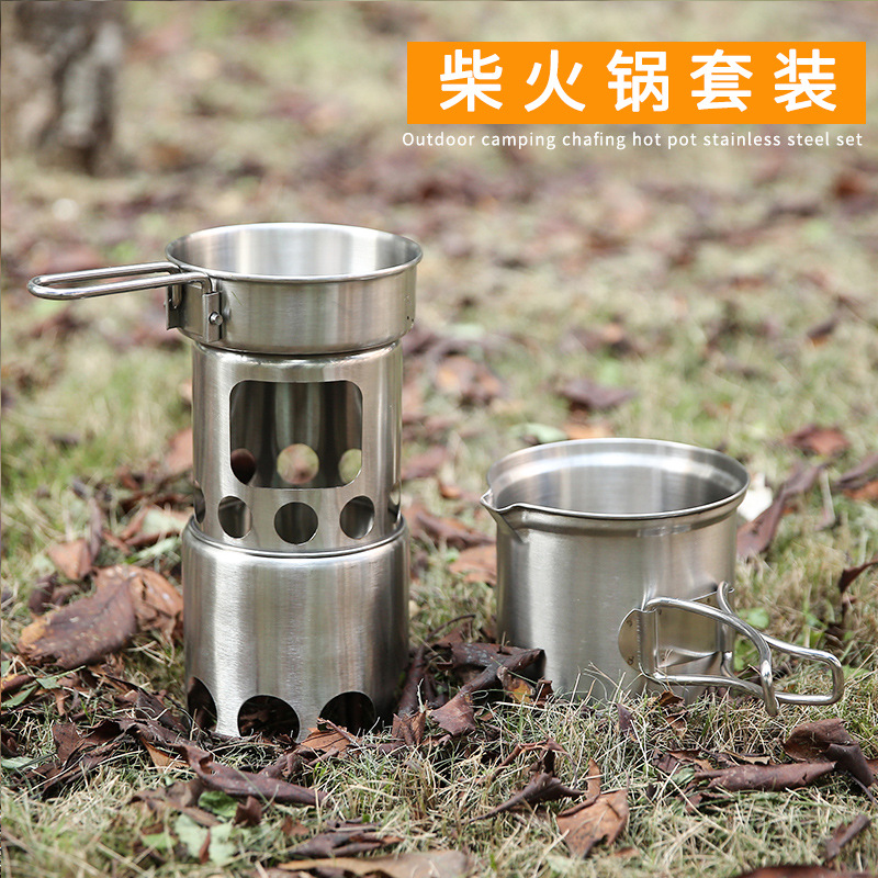 Camping Cooking Options - Panci masak kompor kayu baja Kemah