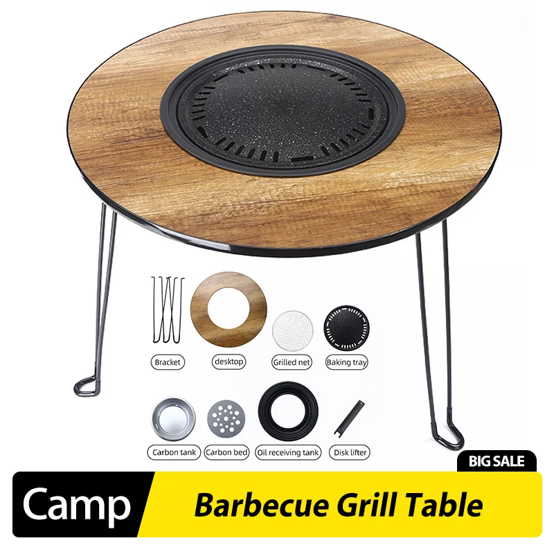 Camping Cooking Table Foldable - Meja Barbekyu Lipat Portabel Anti-Rokok untuk