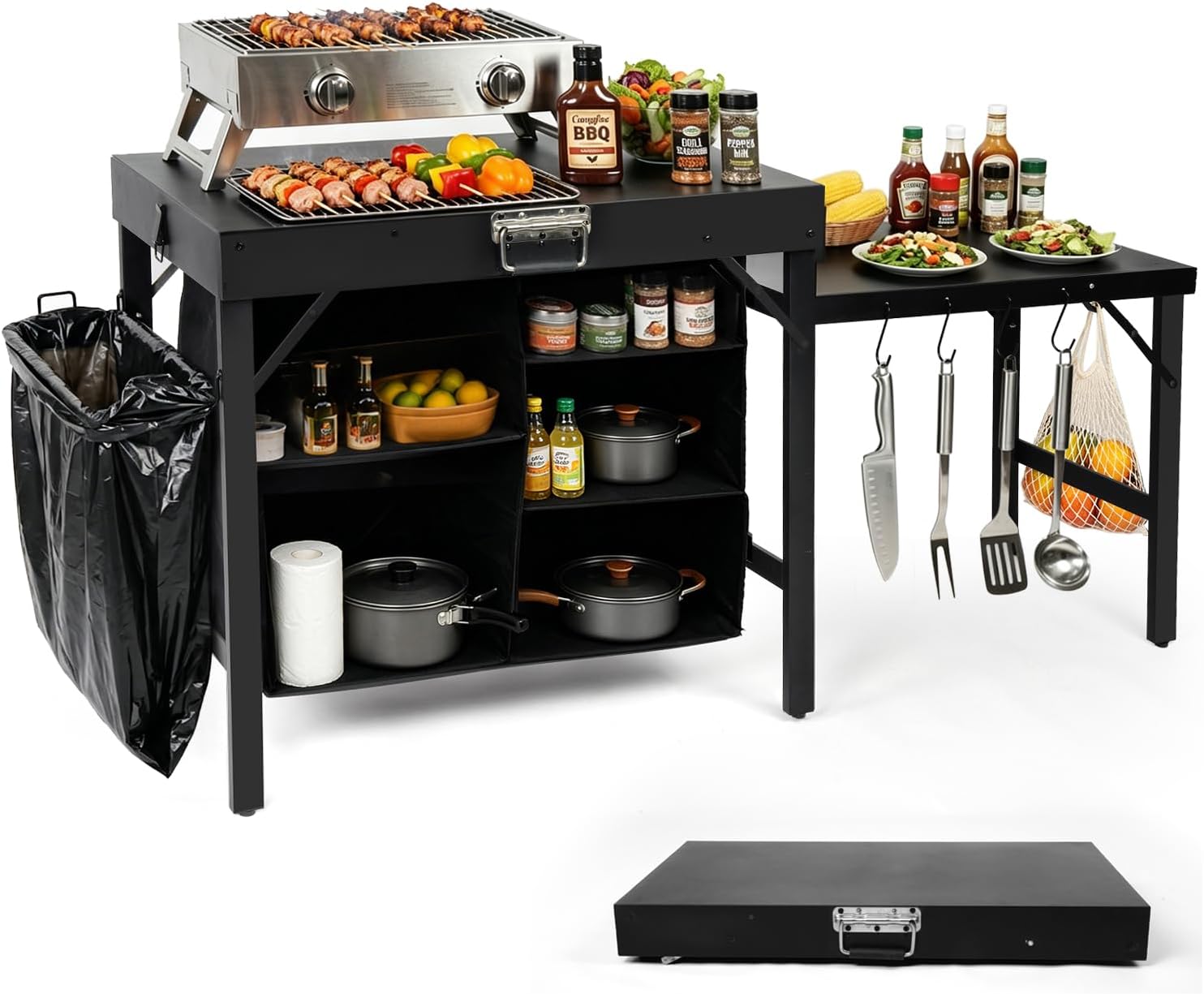 Camping Cooking Table With Storage - Rak Lipat Portabel untuk Panggangan dengan