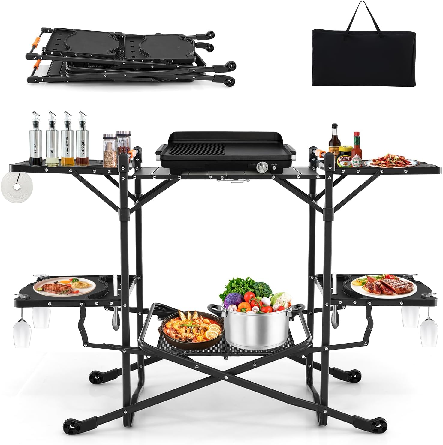 Camping Cooking Table With Storage - Meja Masak Lipat Portabel untuk Luar