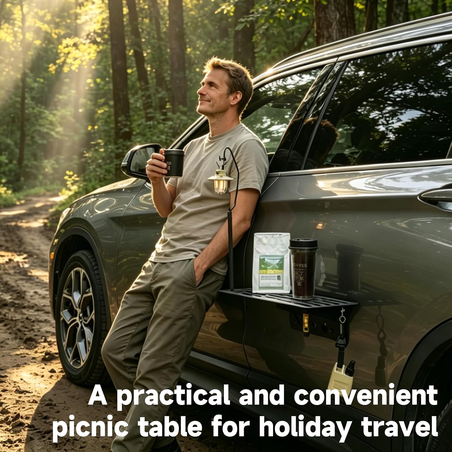 Camping Cooking Table Foldable - Meja Samping Mobil Lipat Magnetik, Baki