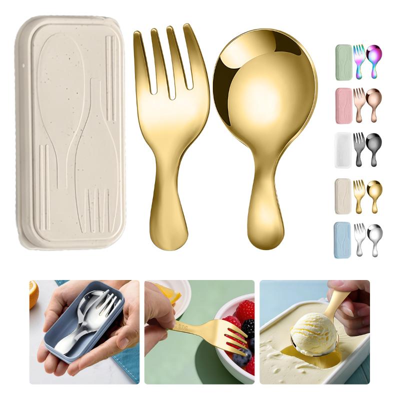 Camping Cooking Portable - Set Peralatan Makan Baja Tahan Karat