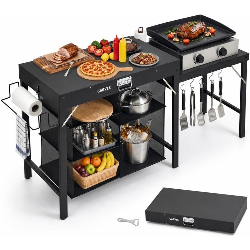 Camping Cooking Table Foldable - Meja Panggangan Logam Lipat dengan Ekstensi
