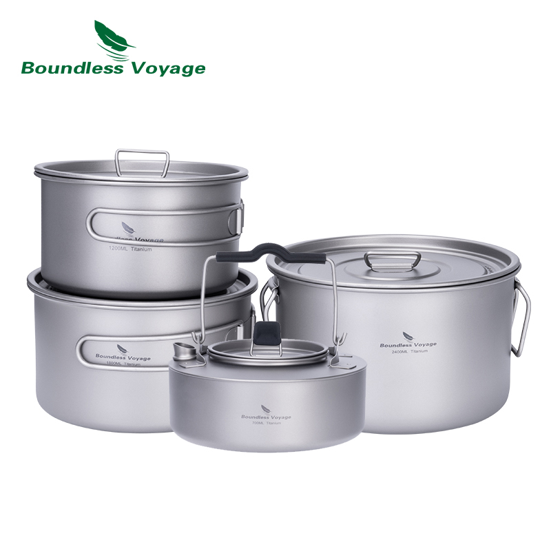Camping Cooking Tool Set - Set memasak ketel Titanium Voyage tanpa