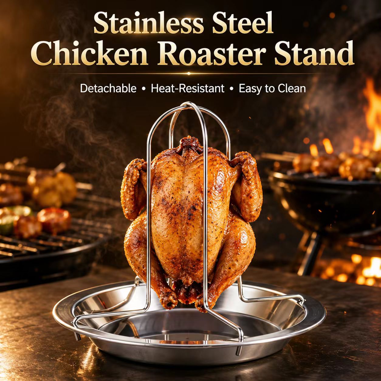 Camping Cooking Portable - Penyangga Panggangan Ayam Utuh Portabel, Tempat