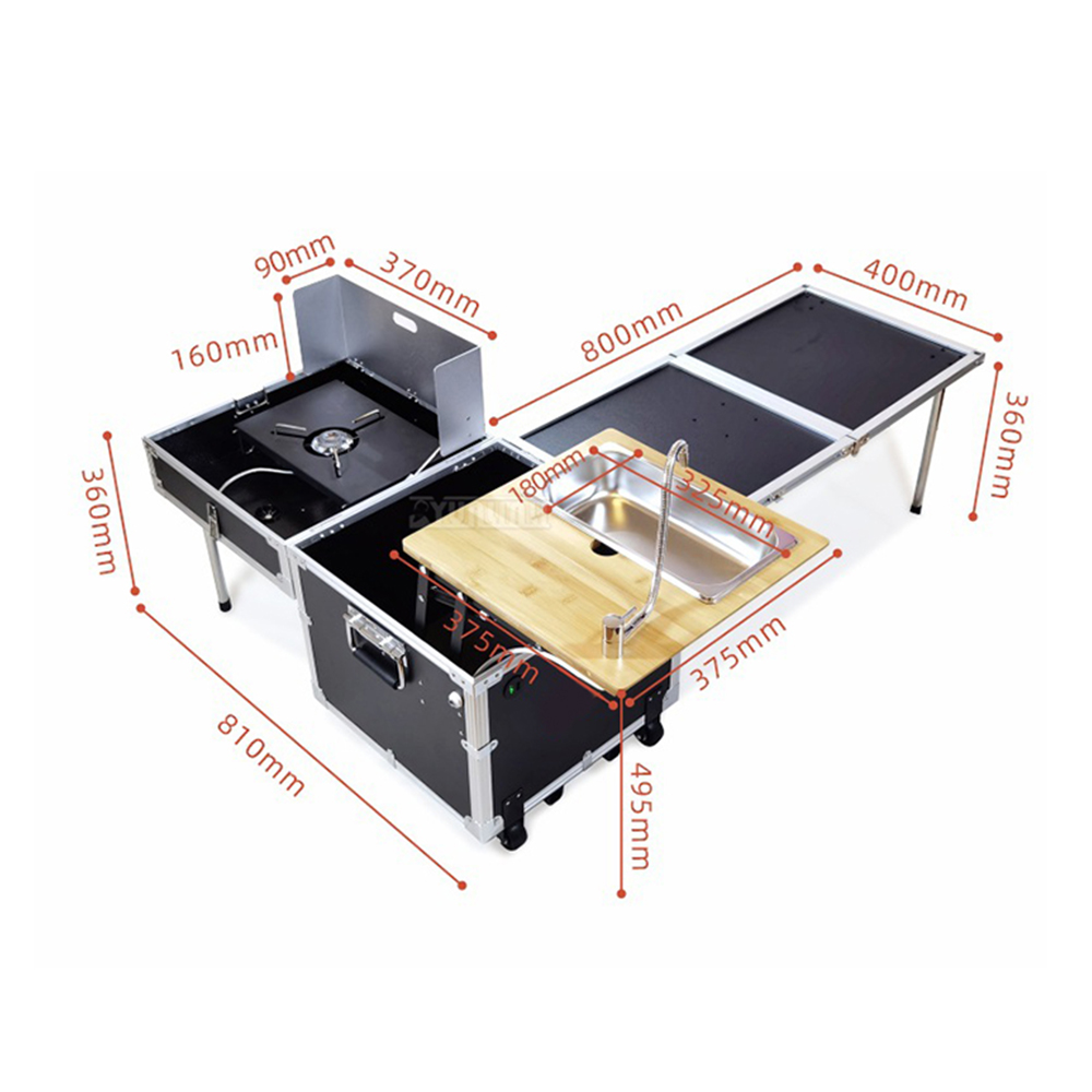 Camping Cooking Table With Storage - Dapur portabel luar ruangan Kotak masak