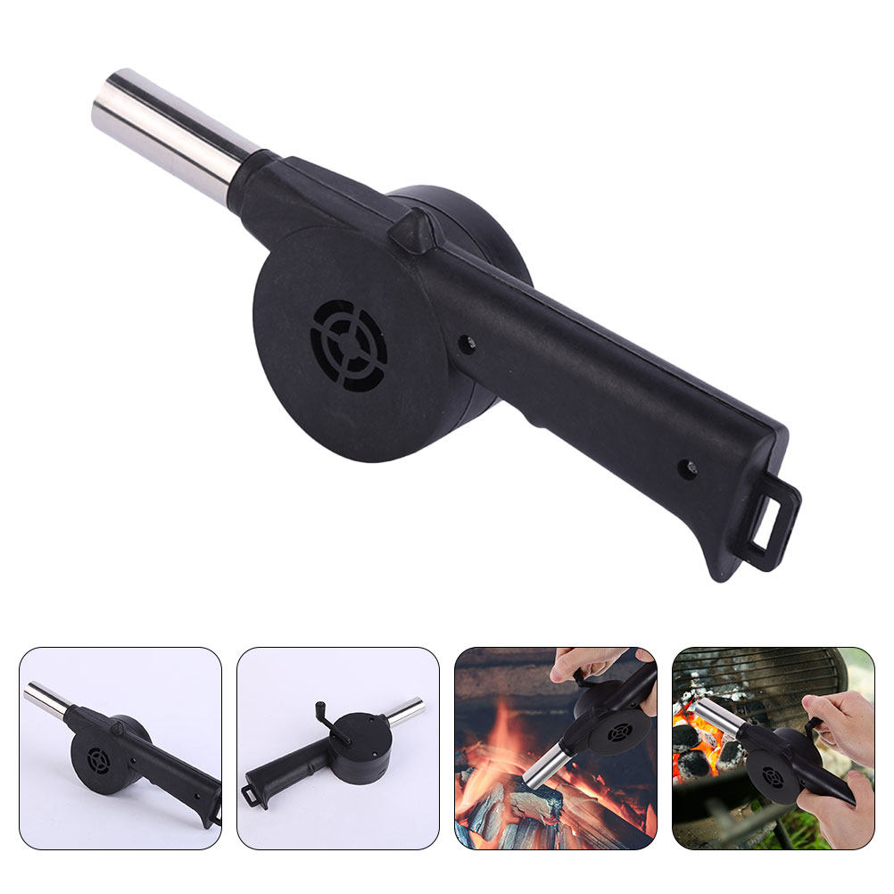 Camping Cooking Portable - Kipas BBQ Manual Hitam dengan Engkol
