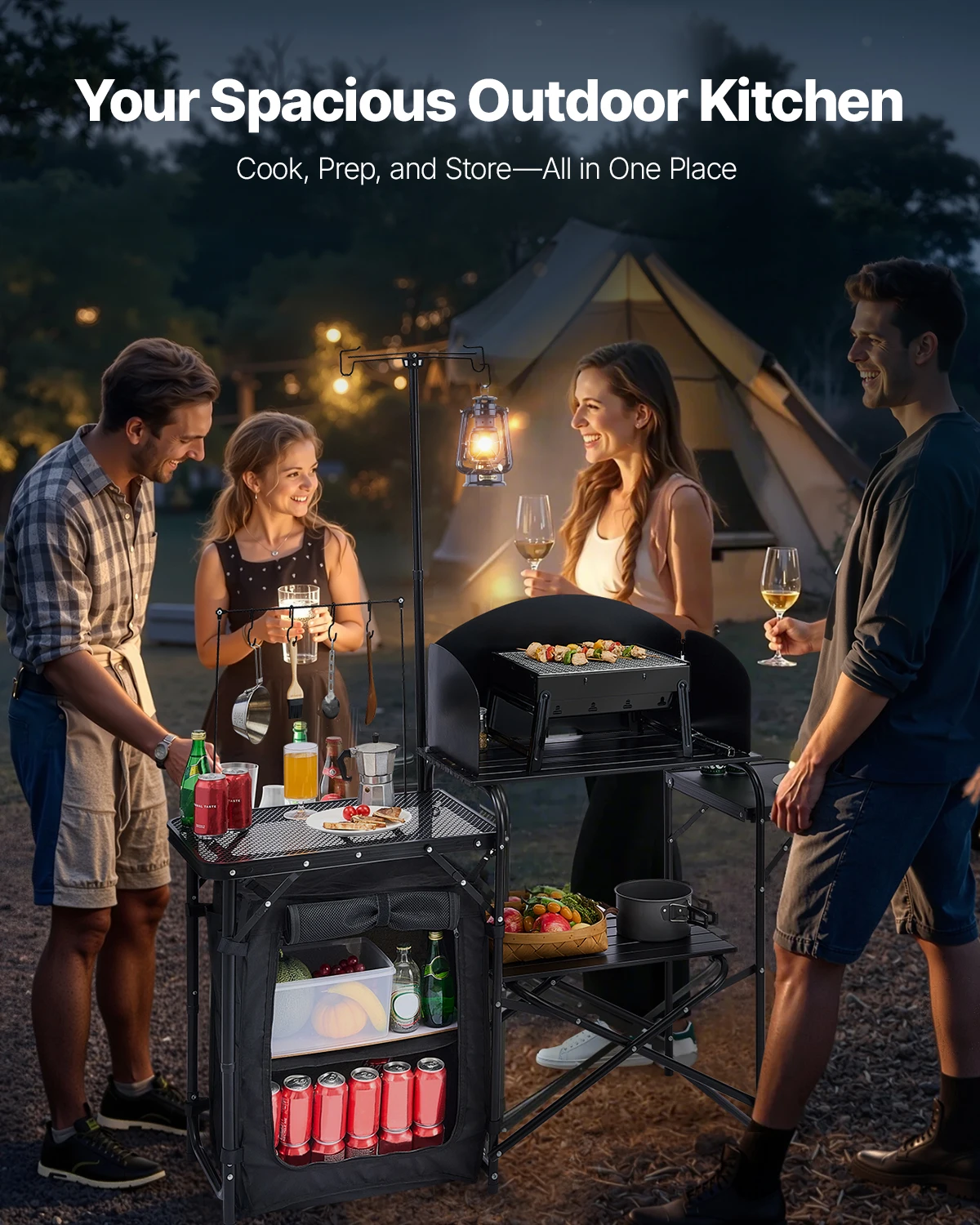 Meja Lipat Camping Outdoor Mej - Camping Cooking Table With Storage ulasan dan harga