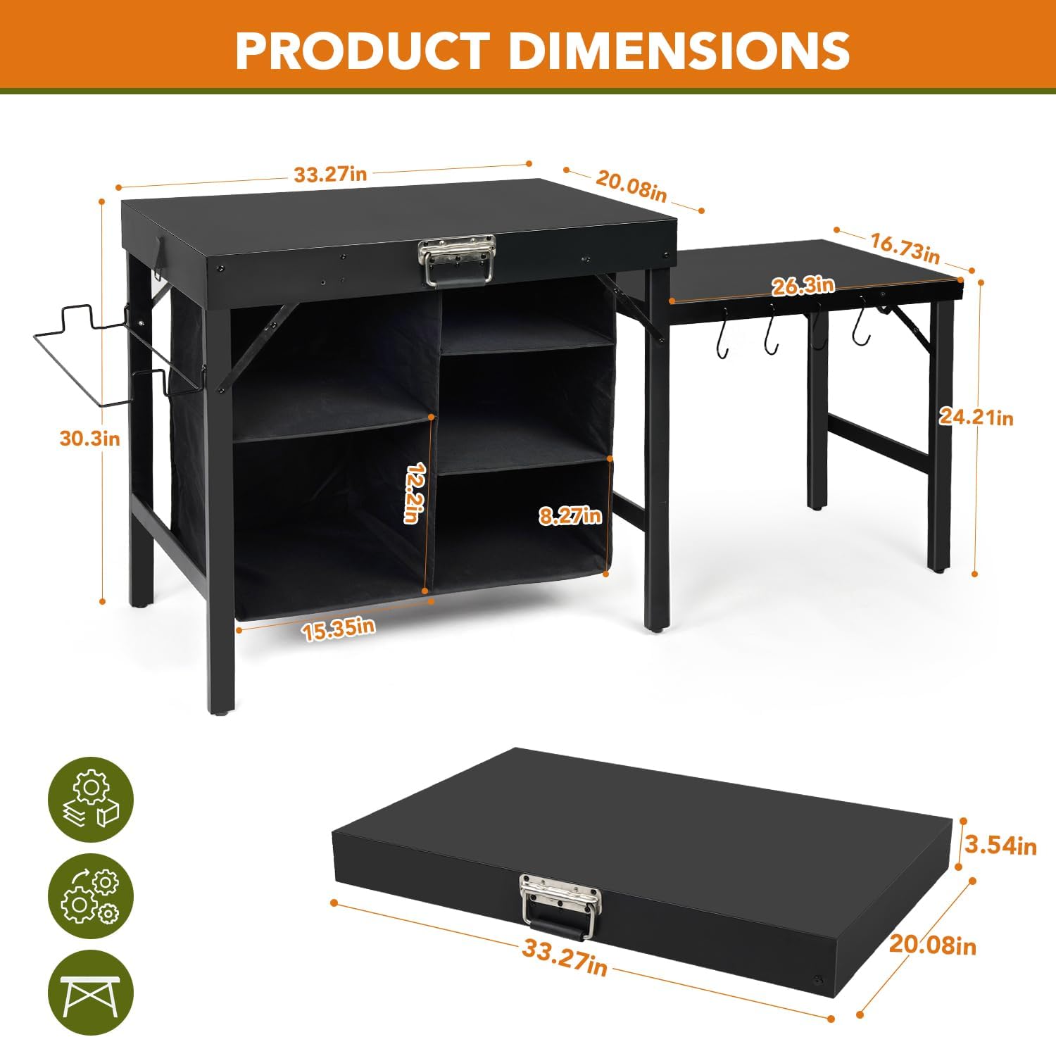 Rak Lipat Portabel untuk Pangg - Camping Cooking Table With Storage ulasan dan harga