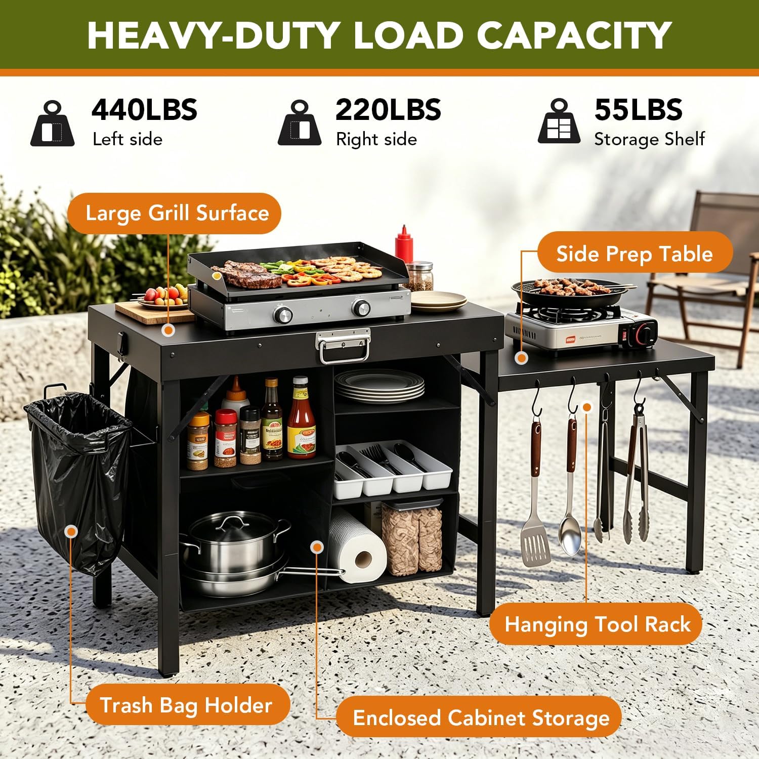Rak Lipat Portabel untuk Pangg - Camping Cooking Table With Storage ulasan dan harga
