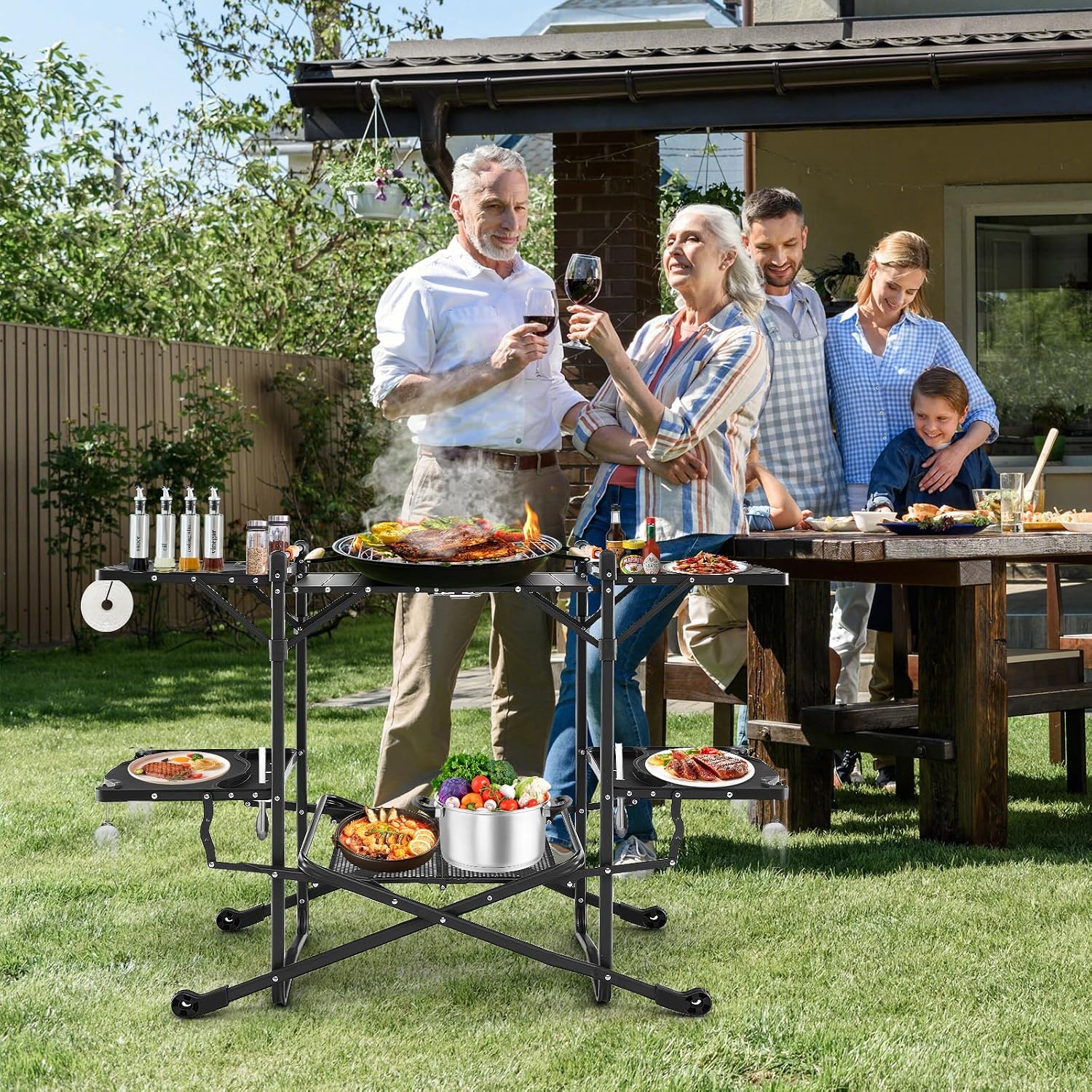 Meja Masak Lipat Portabel untu - Camping Cooking Table With Storage ulasan dan harga