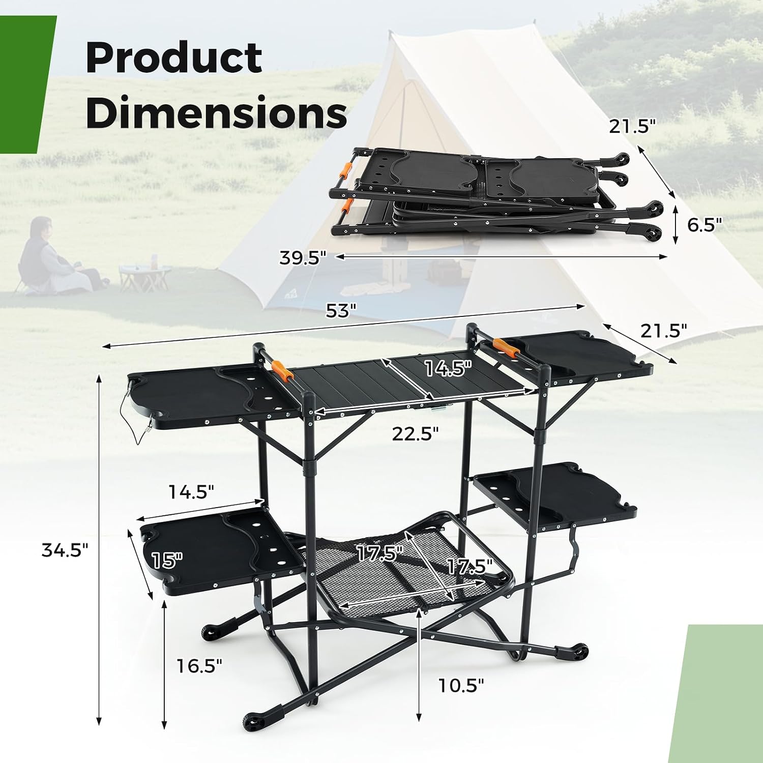 Meja Masak Lipat Portabel untu - Camping Cooking Table With Storage ulasan dan harga