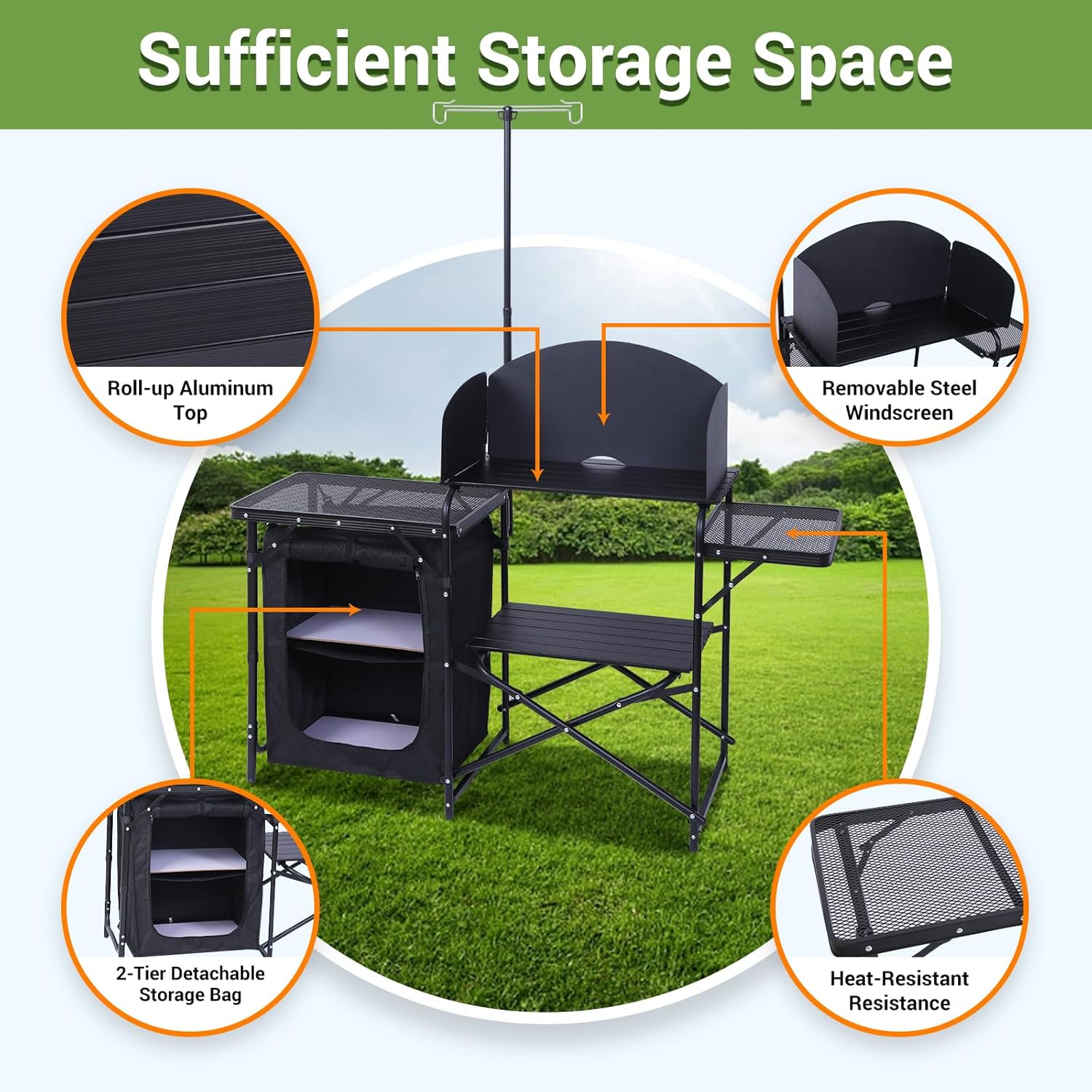 Meja Dapur Camping, Meja Masak - Camping Cooking Table With Storage ulasan dan harga