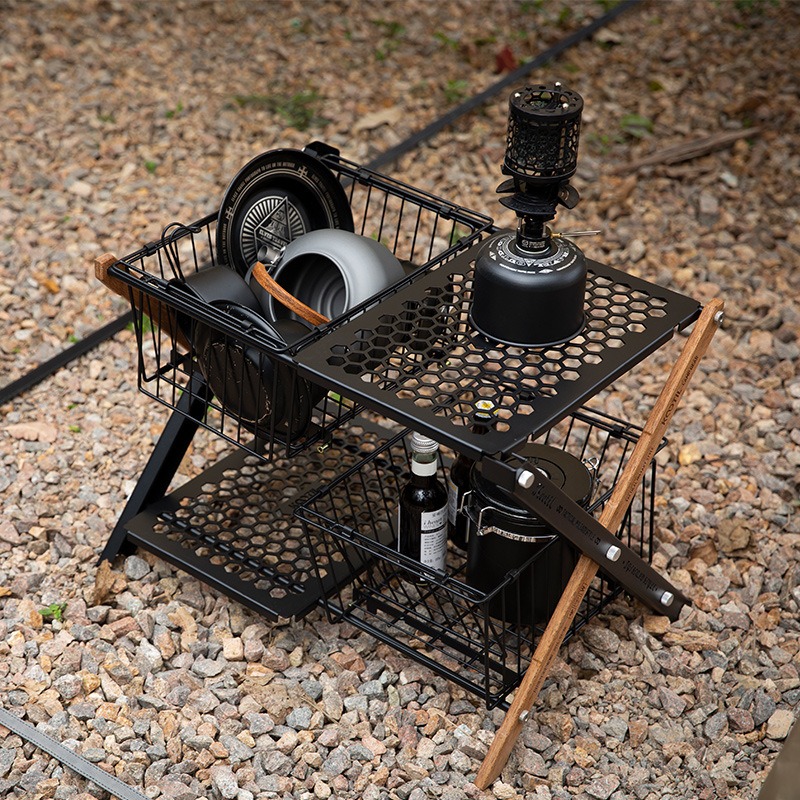Keranjang Meja Lipat Portabel  - Camping Cooking Table With Storage ulasan dan harga
