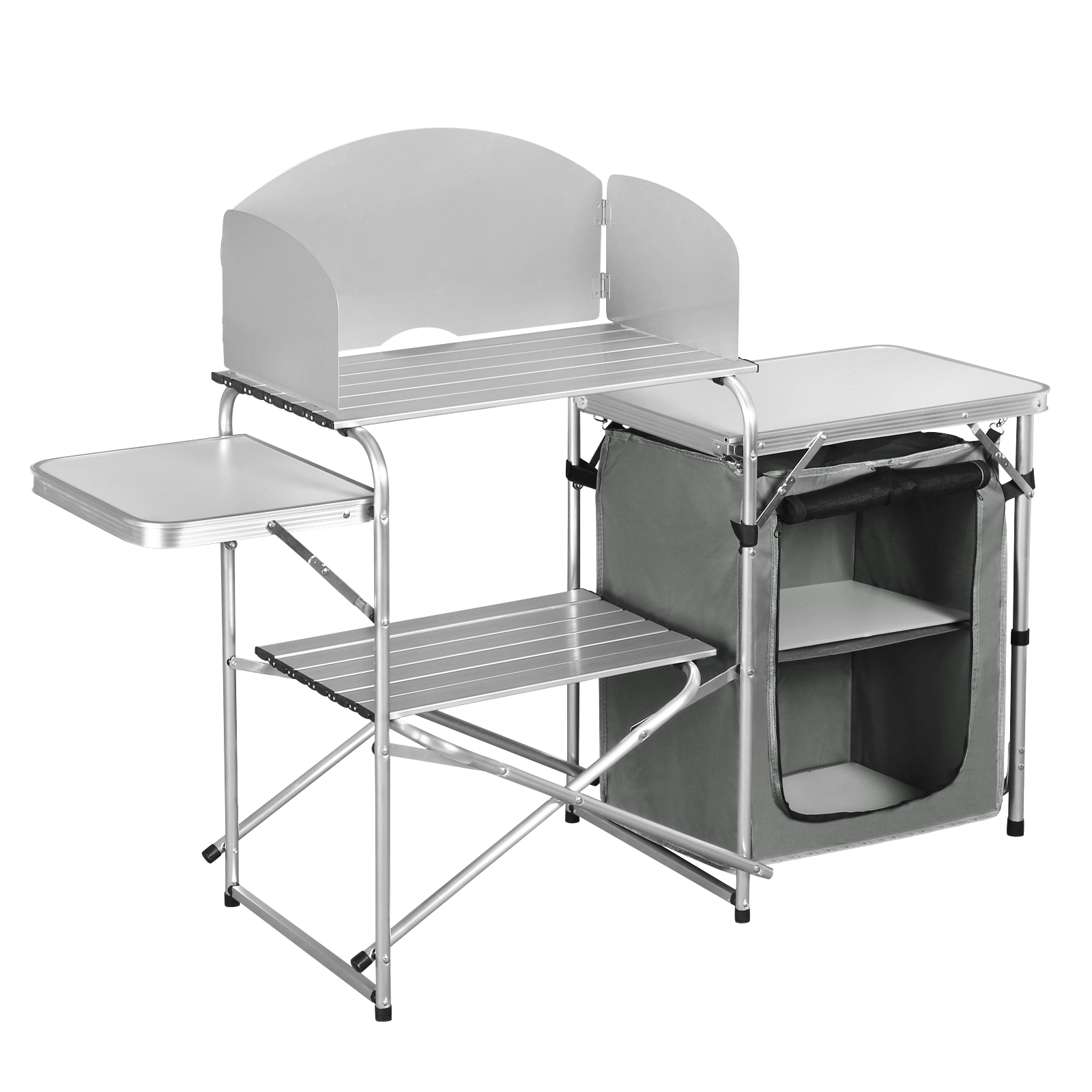 ALUMINIUM dilipat kabinet perj - Camping Cooking Table With Storage ulasan dan harga