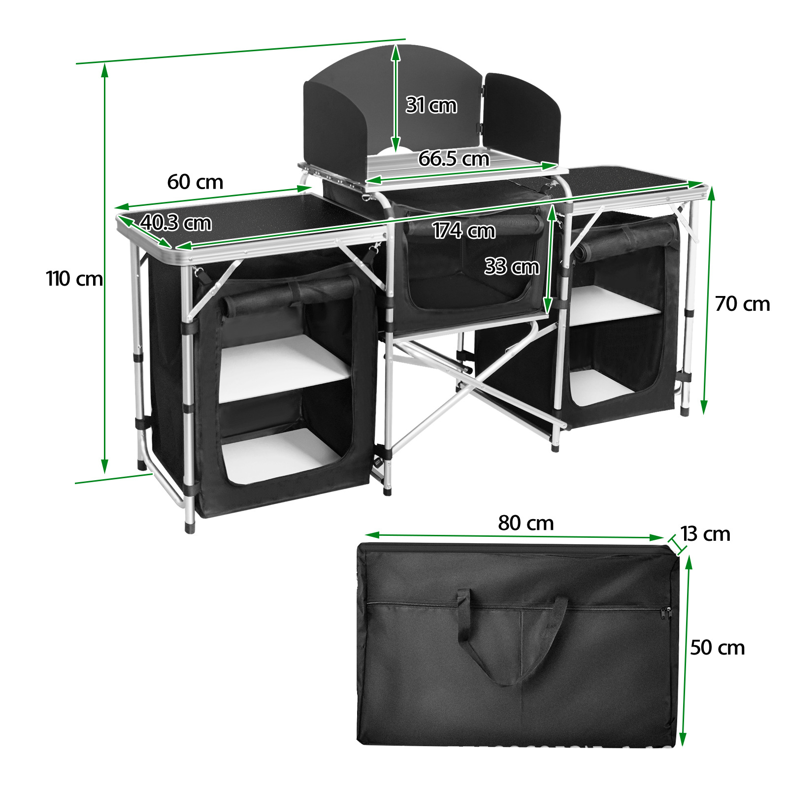 Dapur Portabel Lipat untuk Ber - Camping Cooking Table With Storage ulasan dan harga