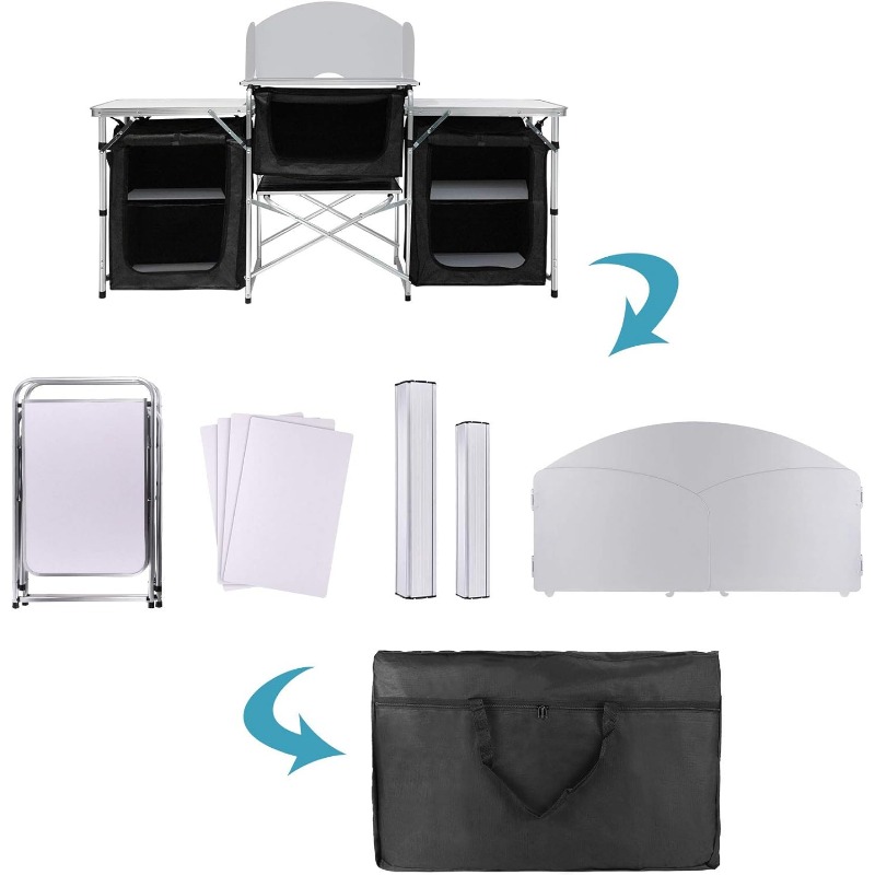 Dapur Portabel Lipat untuk Ber - Camping Cooking Table With Storage ulasan dan harga