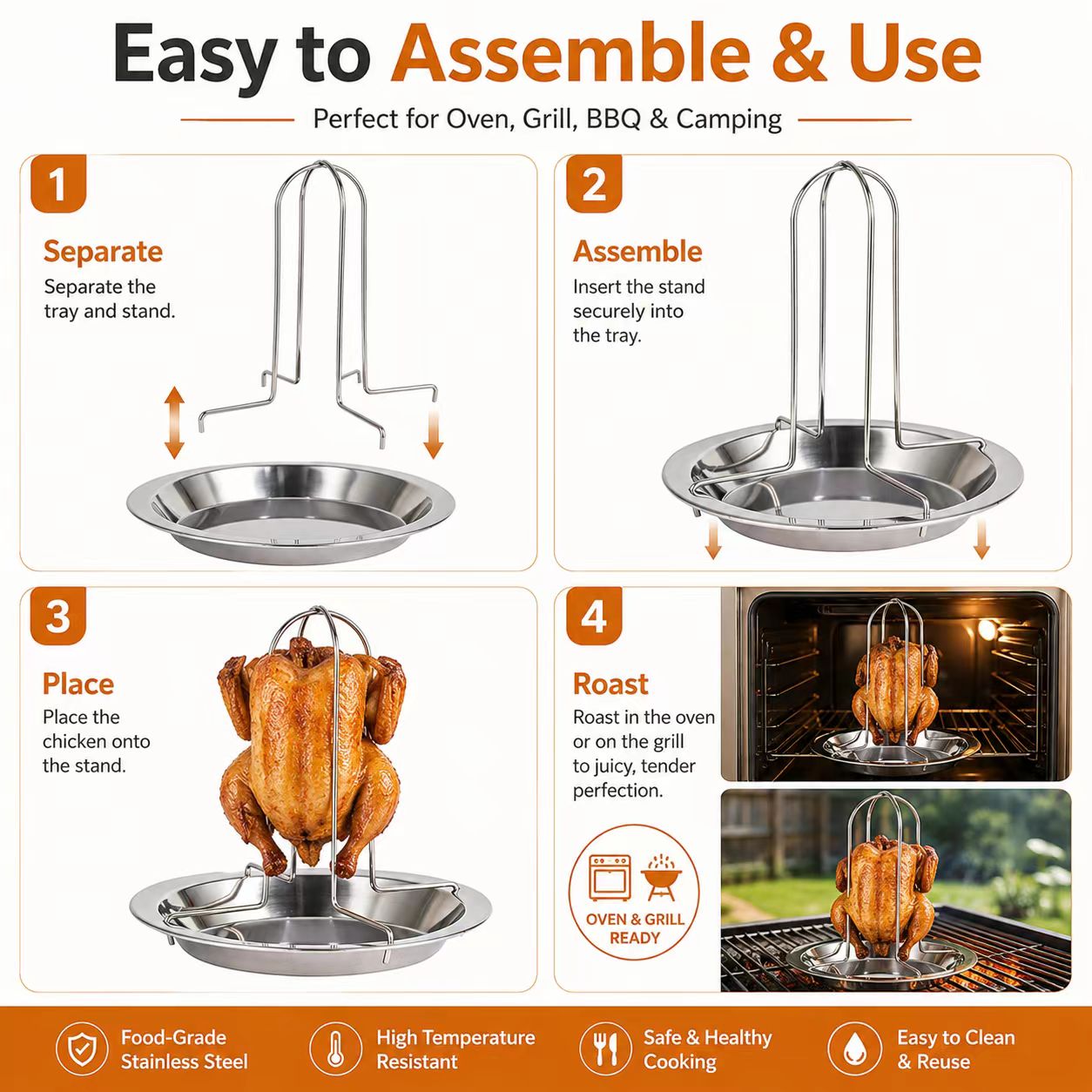 Penyangga Panggangan Ayam Utuh - Camping Cooking Portable ulasan dan harga
