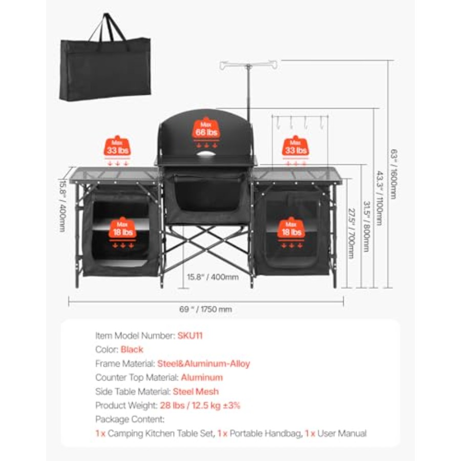 Meja Dapur Camping, Meja Memas - Camping Cooking Table With Storage ulasan dan harga