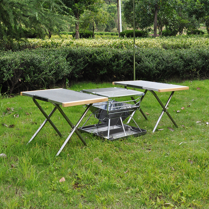 Meja Lipat Portabel Stainless  - Camping Cooking Table With Storage ulasan dan harga